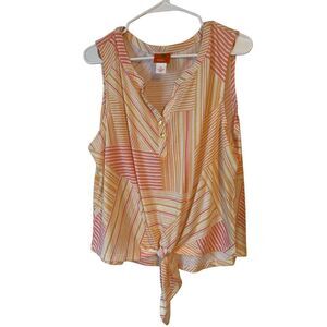 Hearts of Palm Sleeveless Tie Front Top XL